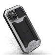 Husă pentru iPhone 13, R-JUST CamShield Slide, armată, de argint / negru