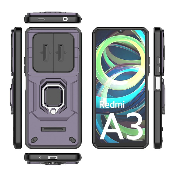 Husă pentru Xiaomi Redmi A3, KickStand Camera Lens, violet