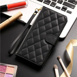 Husă cu clapetă pentru Samsung Galaxy A16, Rhombus Crossbody Leather, negru