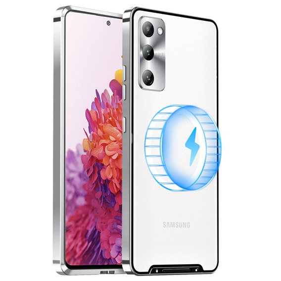 Carcasă de protecție pentru camera foto pentru Samsung Galaxy S20 FE, CamShield MagSafe, transparent / argintiu