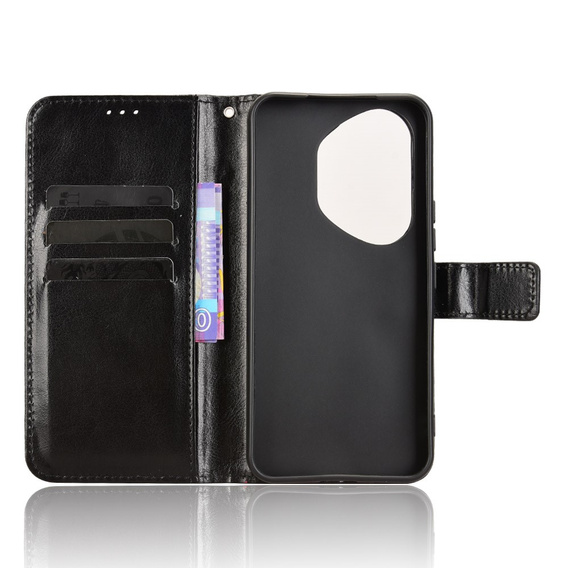 Cu clapetă pentru Honor 400 Pro 5G, Crazy Horse Wallet, negru