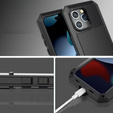 Carcasă pentru iPhone 15, blindată, cu sticlă integrată, negru