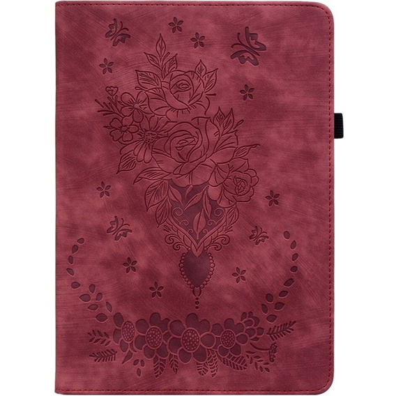 Husă cu clapetă pentru Lenovo Tab P12, flower, roșu