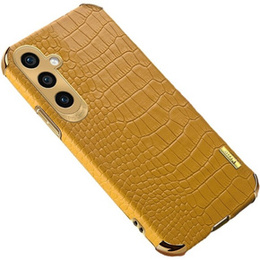 Husă din piele pentru Samsung Galaxy A35 5G, Crocodile, galben