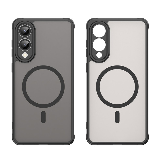 Husă pentru Samsung Galaxy S25 Edge, Kickstand Matt Case, pentru MagSafe, negru + Sticlă ecran