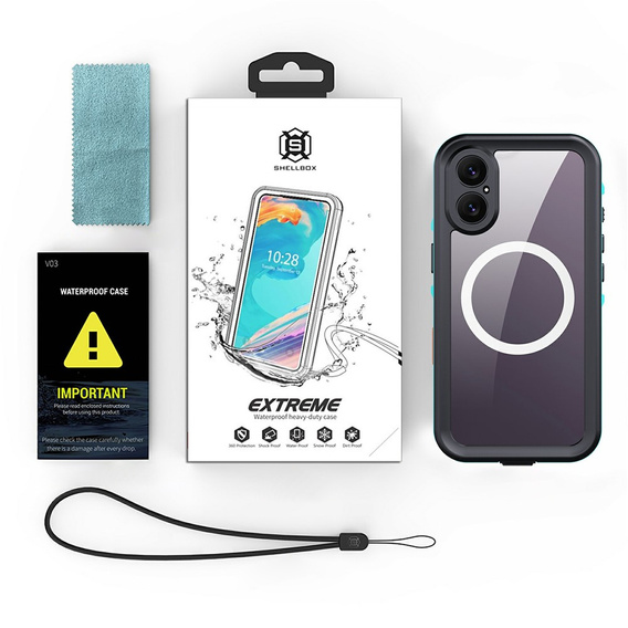 Husă pentru iPhone 17, impermeabilă IP68, SHELLBOX MagSafe, negru