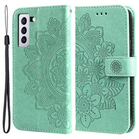 Cu clapetă pentru Samsung Galaxy S21 FE, Mandala, verde