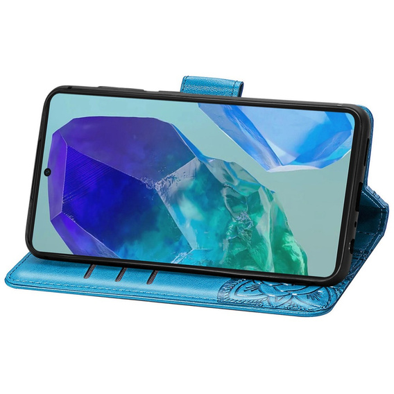 Cu clapetă pentru Samsung Galaxy A16, Butterfly, albastru