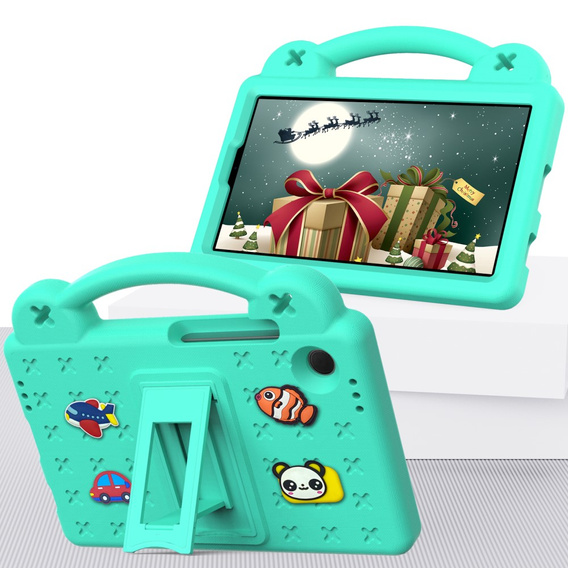 Husă pentru copii pentru Samsung Galaxy Tab A11 / A9, Cute Patterns, cu suport, verde