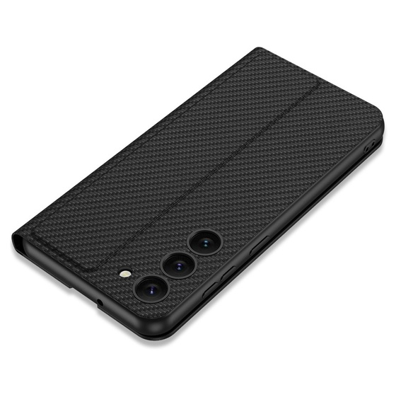 Cu clapetă pentru Samsung Galaxy S23 Plus, GKK Leather, carbon negru