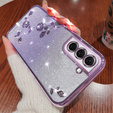 Husă pentru Samsung Galaxy S22, Glitter Flower, violet
