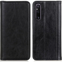 Huse pentru Sony Xperia 1 V, Wallet Litchi Leather, negru