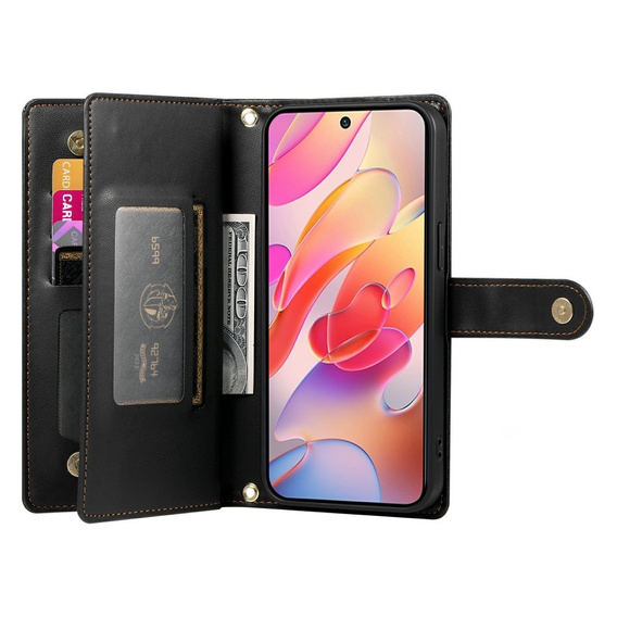 Cu clapetă pentru Samsung Galaxy A56 5G, Wallet Zipper Pocket, negru