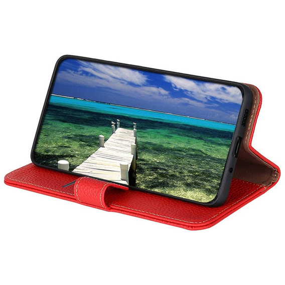 KHAZNEH RFID caz pentru OnePlus 12R, Litchi Texture, roșu