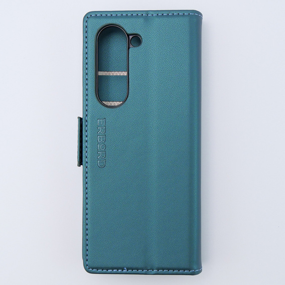 Husă pentru Samsung Galaxy Z Fold 5 5G, ERBORD Glossy Litchi, portofel cu clapetă, verde