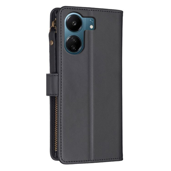 Cu clapetă pentru Xiaomi Redmi 13C / Poco C65, Wallet Zipper Pocket, negru