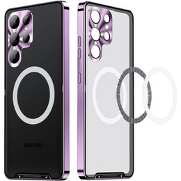 Carcasă de protecție pentru camera foto pentru Samsung Galaxy S23 Ultra, CamShield MagSafe, transparent / violet