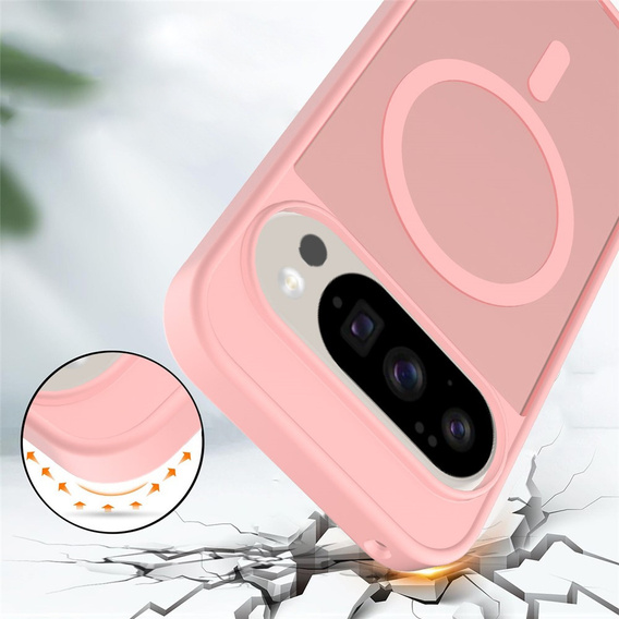 Carcasă Matt pentru Google Pixel 10 / 10 Pro, pentru MagSafe, roz translucid
