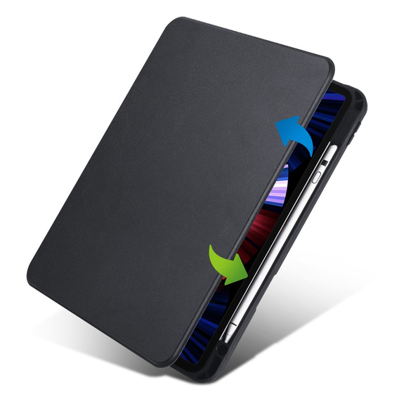 Husă pentru iPad Pro 11" 2022/2021/2020 (4/3/2 gen.), cu spațiu pentru stylus, rotativ la 360 °, negru