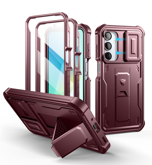 Husă blindată pentru Samsung Galaxy A16, Dexnor Full Body (Two Frames), roșu