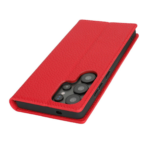 Cu clapetă pentru Samsung Galaxy S25 Ultra, Litchi Skin Grain, roșu