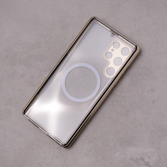 Carcasa Magnetic Dual Glass MagSafe pentru Samsung Galaxy S22 Ultra, de aur