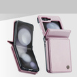 Husa cu clapetă CASEME pentru Samsung Galaxy Z Flip5 5G, Litchi Wallet, roz