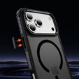 Carcasă Matt pentru iPhone 17 Pro, blindată, pentru MagSafe, fumurie cu margini negre