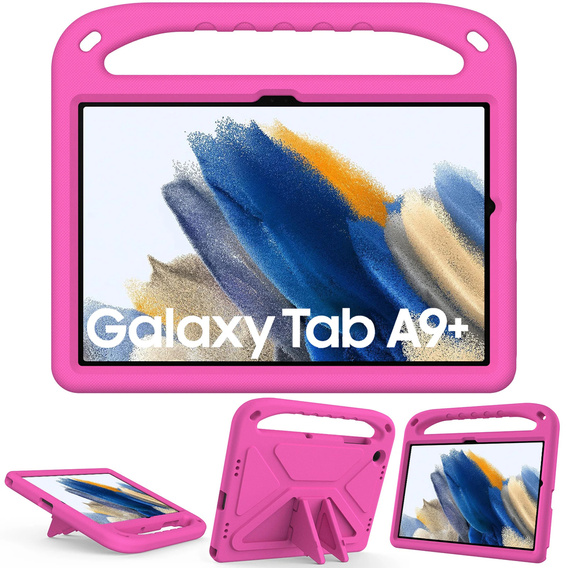 Husa pentru copii pentru Samsung Galaxy Tab A9+, Husa pentru copii cu mâner, roz