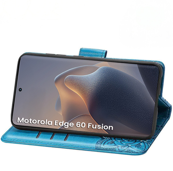 Cu clapetă pentru Motorola Edge 60 / 60 Fusion, Butterfly, albastru
