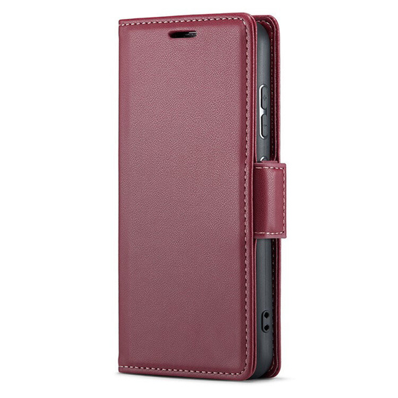 Husă pentru Infinix Note 50 Pro+, ERBORD Glossy Litchi, portofel cu clapetă, roșu