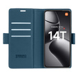 Husă pentru Xiaomi 14T Pro, ERBORD Glossy Litchi, portofel cu clapetă, albastru