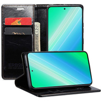 Cu clapetă pentru Samsung Galaxy S23 Ultra, ERBORD Waxy Wallet, negru