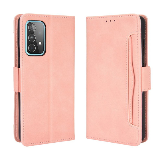 Cu clapetă pentru Samsung Galaxy A72 5G, Card Slot, roz