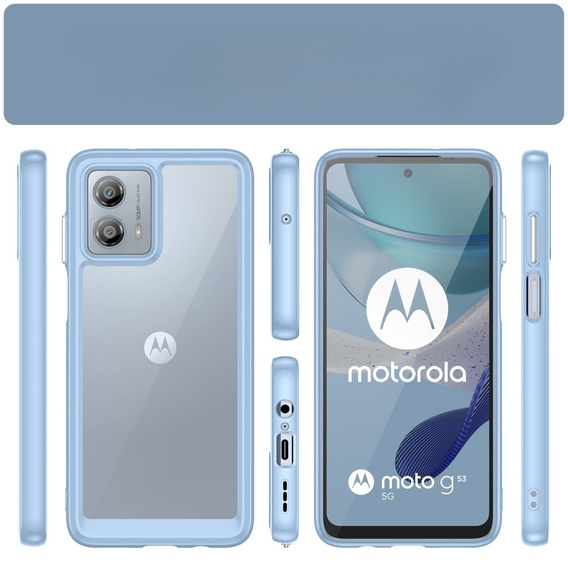 Huse pentru Motorola Moto G53 5G, Fusion Hybrid, transparent / albastru