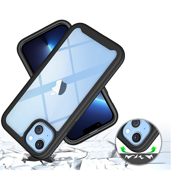 Carcasă pentru iPhone 14, Shockproof, cu folie, negru