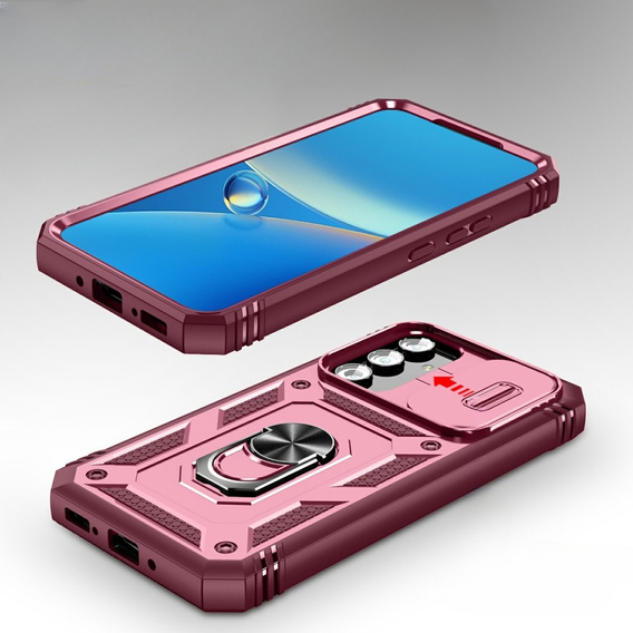 Husă blindată pentru Samsung Galaxy A54 5G, CamShield Slide, roz / burgundy