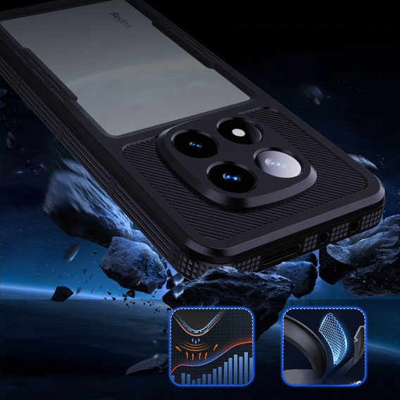 Husă impermeabilă IP68 pentru Xiaomi Redmi Note 14 Pro 5G, Redpepper, negru