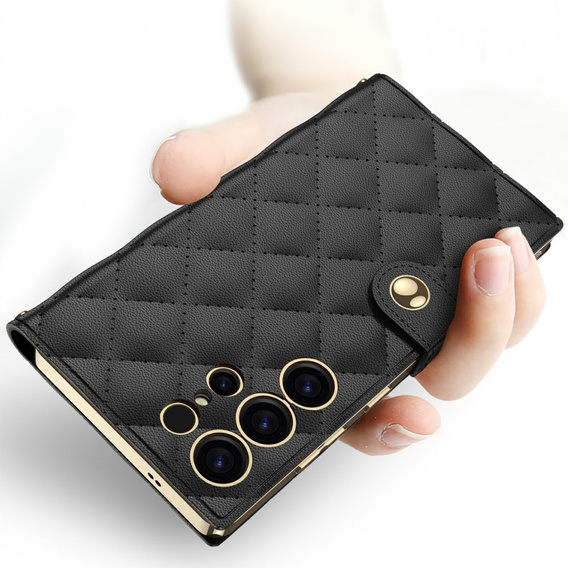 Husă flip pentru Samsung Galaxy S25 Ultra, GKK Mirror Wallet, negru