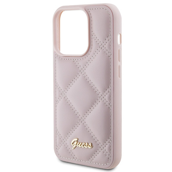 Husă metalică matlasată cu logo pentru iPhone 15 Pro