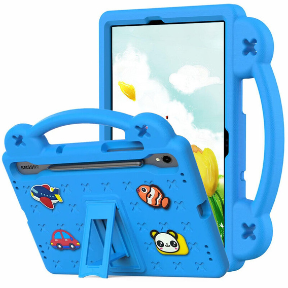 Husă pentru copii pentru Samsung Galaxy Tab S10 Lite / S10 FE / S9 FE, Cute Patterns, cu suport, albastru