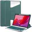 Husă pentru tastatură pentru Lenovo Tab M11, Rotary 360° Leather, verde închis