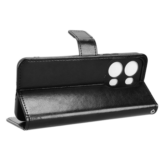 Cu clapetă pentru Oppo Reno 13 Pro, Crazy Horse Wallet, negru