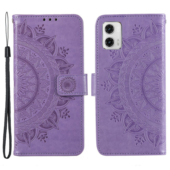 Cu clapetă pentru Motorola Moto G73 5G, Mandala Flower, violet