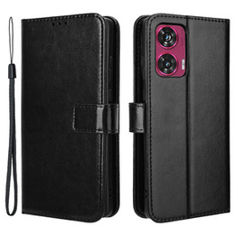 Cu clapetă pentru Motorola Edge 50 Fusion 5G, Crazy Horse Wallet, negru