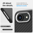 Carcasa Spigen pentru iPhone 16E, Enzo Aramid MagSafe, negru carbon + 9H Tempered Glass