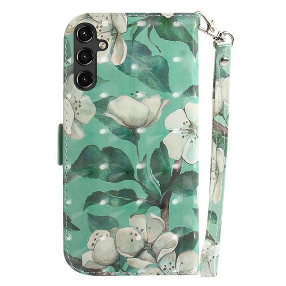 Cu clapetă pentru Samsung Galaxy A14 4G/5G, Wallet, Flowers, alb