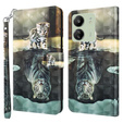 Cu clapetă pentru Xiaomi Redmi 13C / Poco C65, Wallet, Cat & Tiger