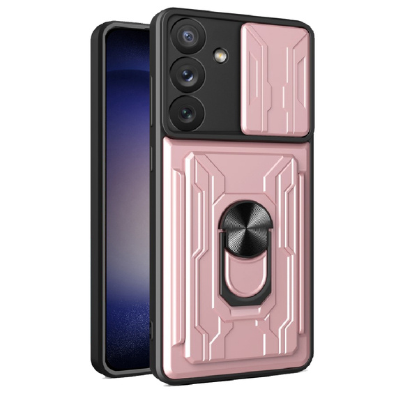 Husă blindată pentru Samsung Galaxy A54 5G, Camera Slide Card Slot, roz rose gold