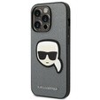 Karl Lagerfeld Huse pentru iPhone 14 Pro Max, Saffiano Karl's Head Patch, de argint